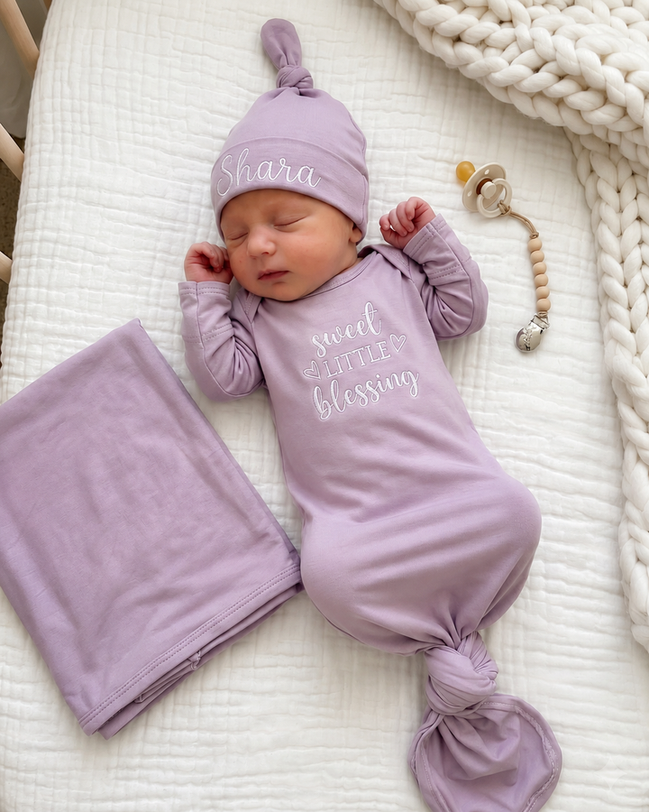 Personalized Little Blessing Embroidered Bamboo Welcome Home