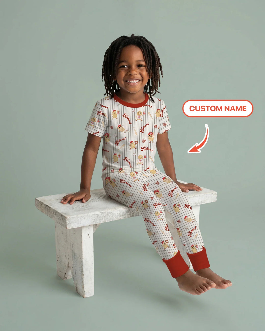 Custom Nam Retro Ballgame Bamboo Two Piece Short Sleeve Pajama Set