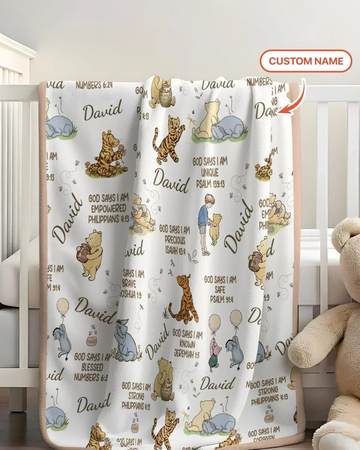 Custom Name God Says I Am Classic Bear Bamboo Blanket