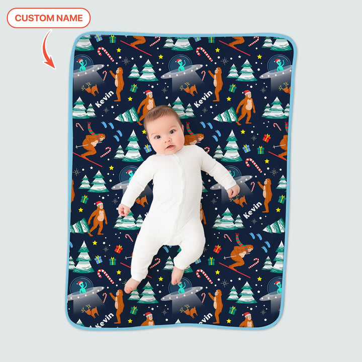 Custom Christmas Bigfoot Toddler Blanket
