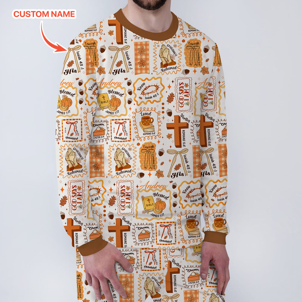 Custom Name I Am Thankful For Jesus Men's Pajama Set , Custom Name I Am Thankful For Jesus Men's Pajama Set - Only Shirt / XS