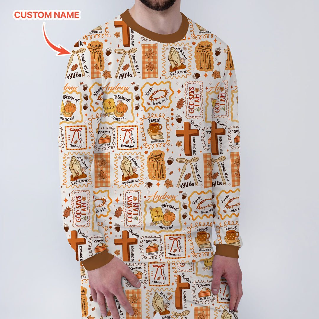 Custom Name I Am Thankful For Jesus Men's Pajama Set , Custom Name I Am Thankful For Jesus Men's Pajama Set - Only Shirt / XS