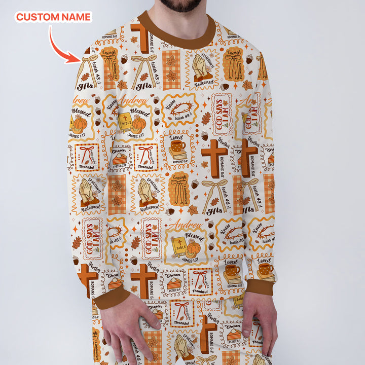 Custom Name I Am Thankful For Jesus Men's Pajama Set , Custom Name I Am Thankful For Jesus Men's Pajama Set - Only Shirt / XS
