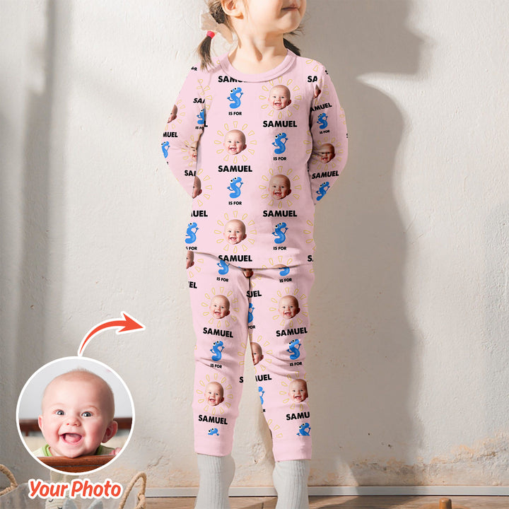 Alphabet Custom Face Baby Two Piece Long Sleeve Pajama Set