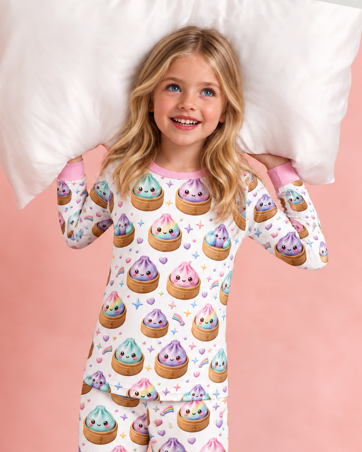 Cute Glitter Dumpling Two Piece Long Sleeve Pajama Set