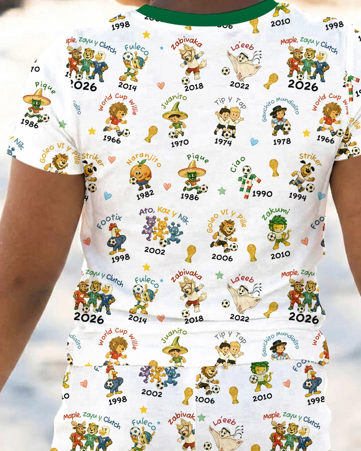 Soccer cup Mascots Bamboo Two Piece Short Sleeve Pajama Set