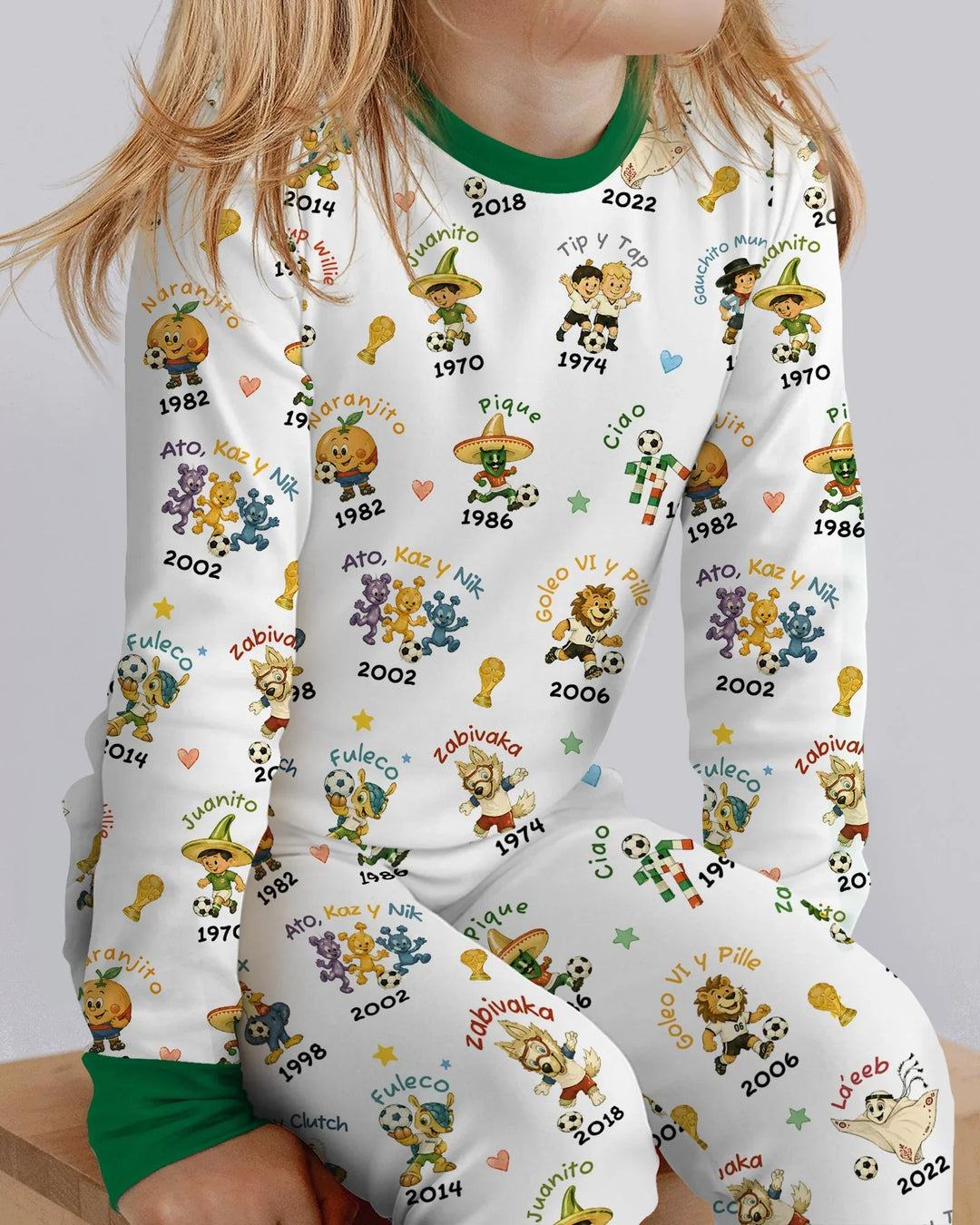 Soccer cup Mascots Bamboo Two Piece Long Sleeve Pajama Set