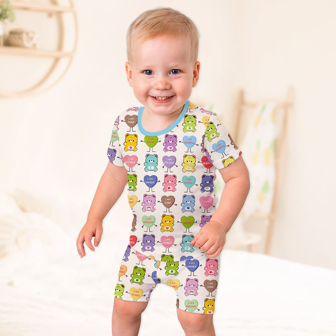 Rainbow Bears Affirmation Two Piece Short Sleeve Shorts Pajama Set