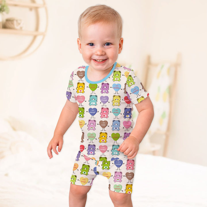 Rainbow Bears Affirmation Two Piece Short Sleeve Shorts Pajama Set