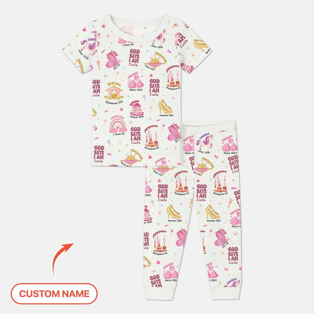 Custom Name God Says I Am Girl Short Sleeve Pajama Set