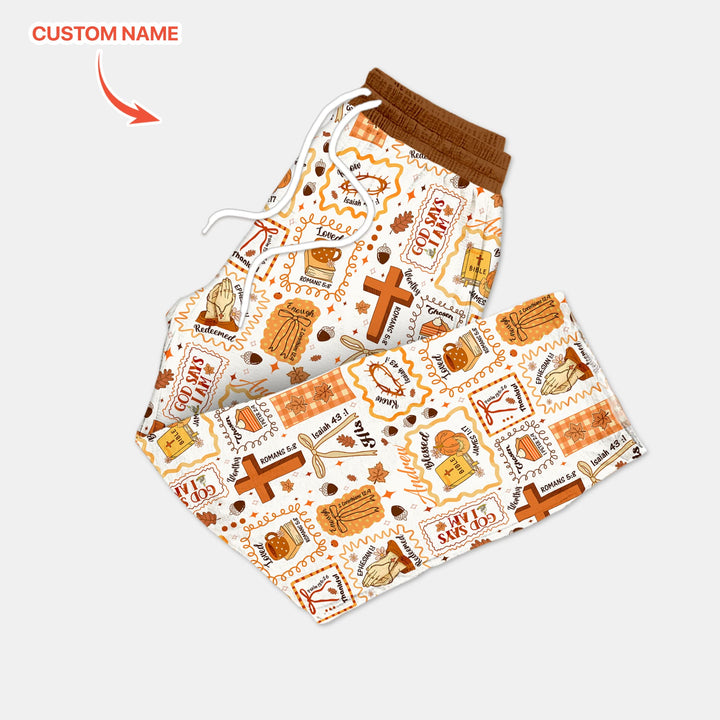 Custom Name I Am Thankful For Jesus Men's Pajama Set , Custom Name I Am Thankful For Jesus Men's Pajama Set - Only Pants / XS