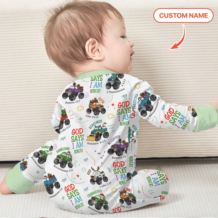 Personalized God Says I Am Christmas Monster Truck Convertible Zippy