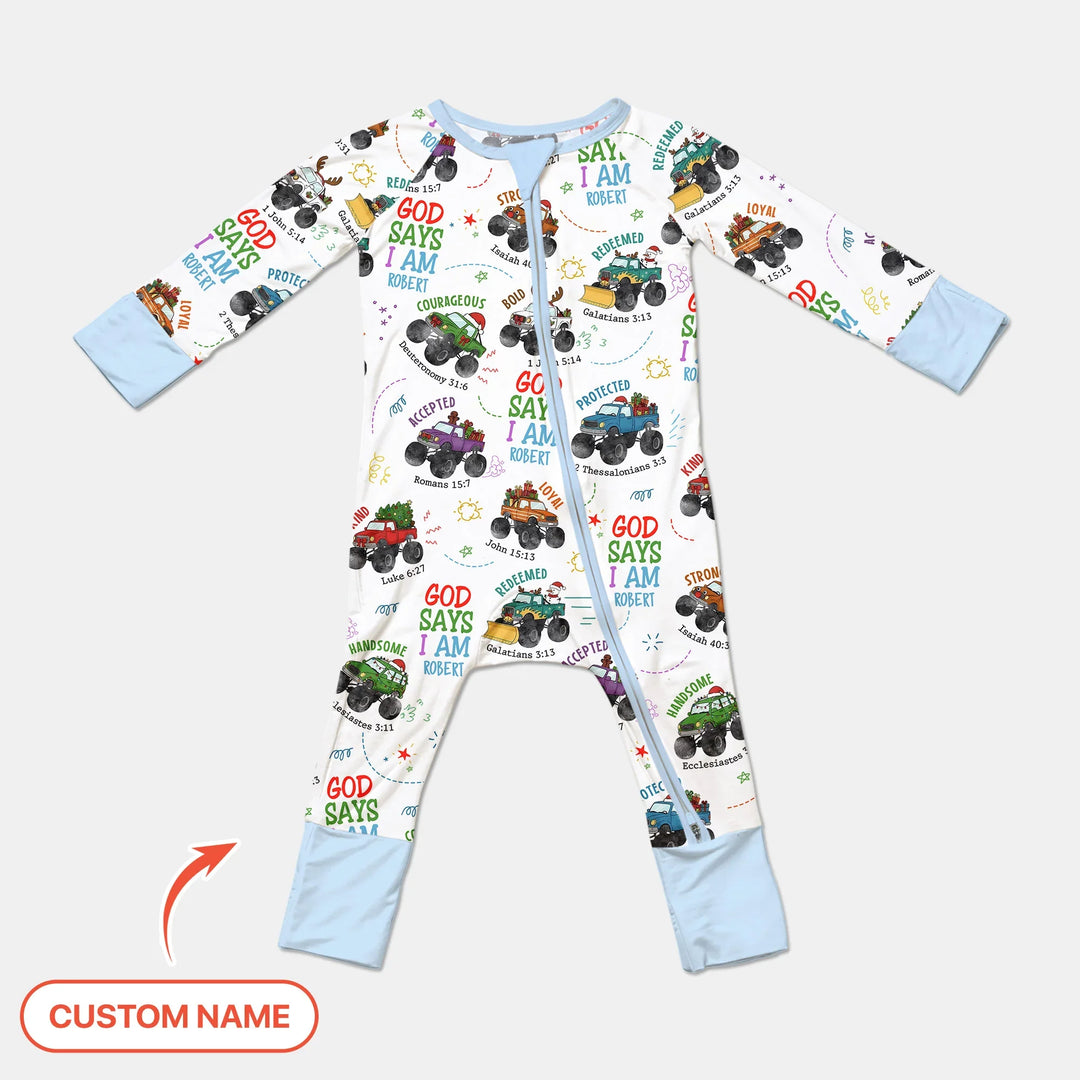 Personalized God Says I Am Christmas Monster Truck Convertible Zippy