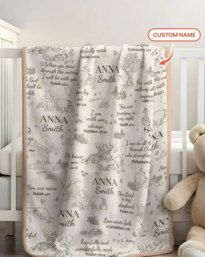 Manta de bambú personalizada con versículo bíblico del Oso Clásico