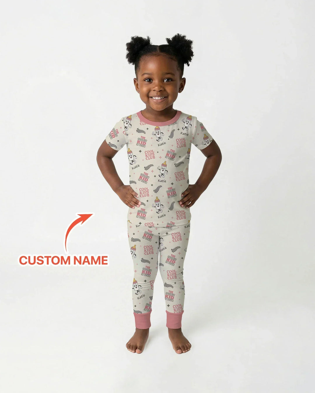 Custom Name Cool Club Daddy & Me Matching Bamboo Two Piece Short Sleeve Pajama Set