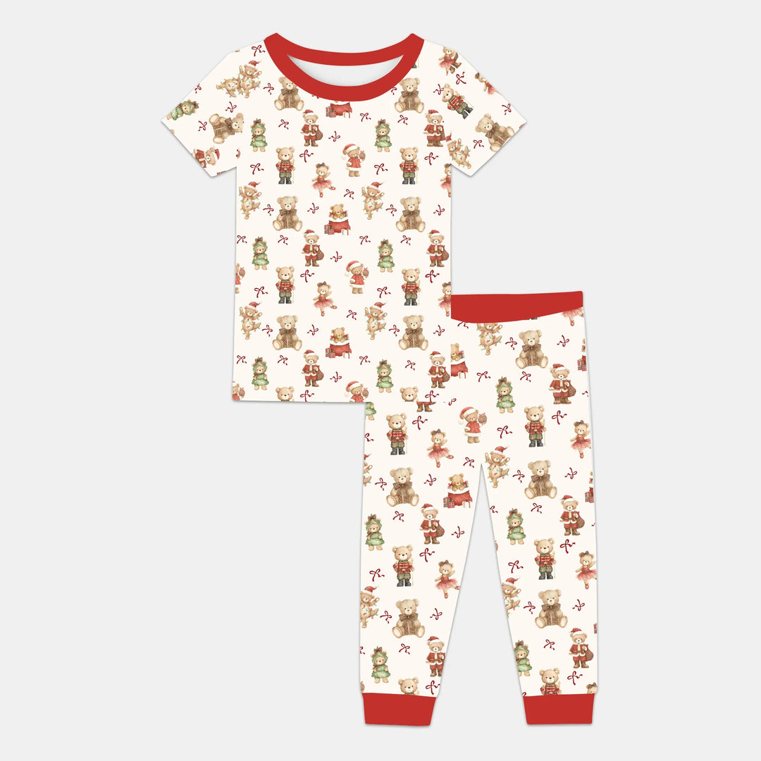 Christmas Teddy Bears Two Piece Short Sleeve Pajama Set