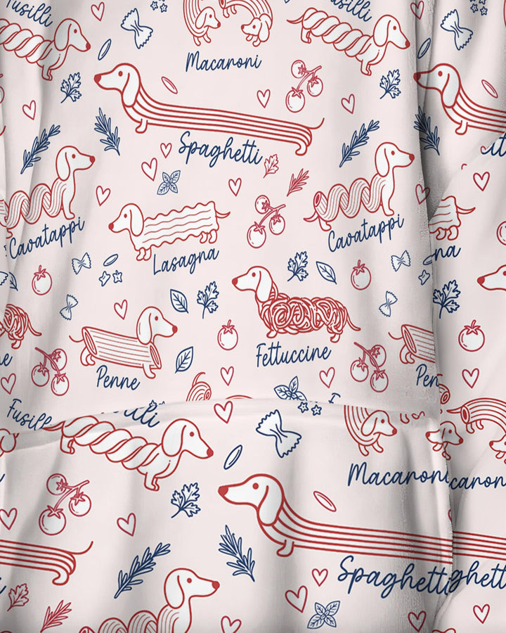 Funny Dachshund Pasta Pups Bamboo Blanket Hoodie