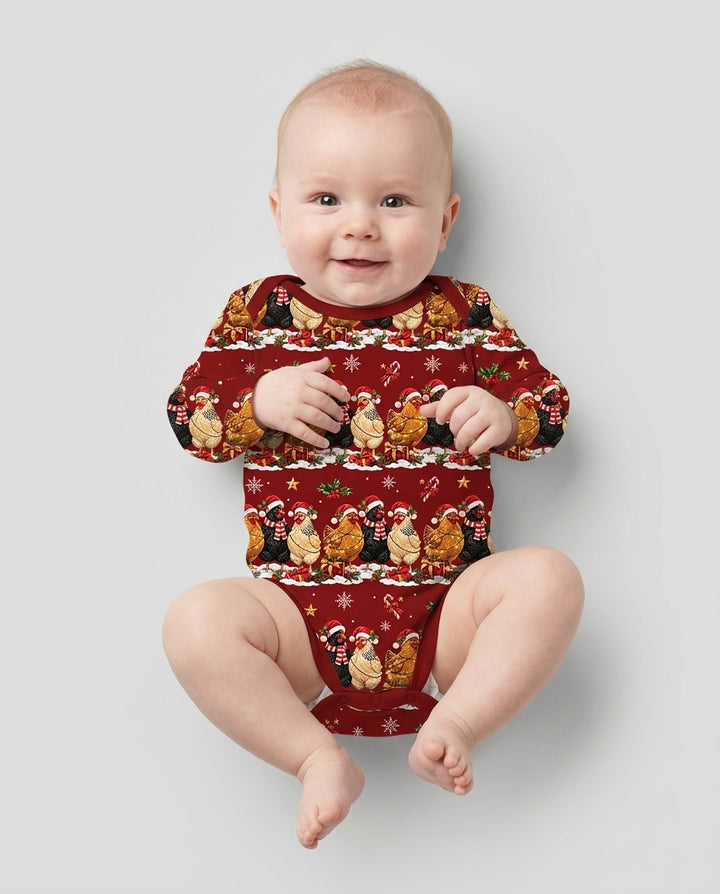 Farm Chicken Christmas Bamboo Bodysuit