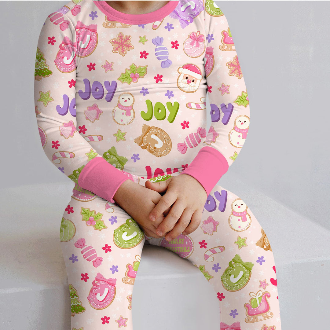 Custom Name Christmas Cookies Two Piece Long Sleeve Pajama Set