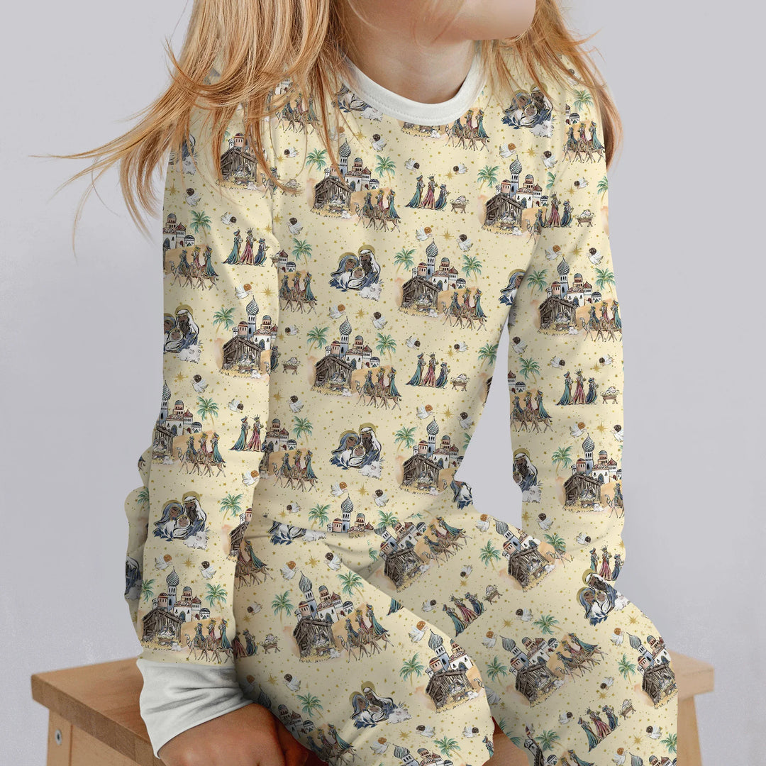Nativity Christmas Family Matching Family Two Piece Long Sleeve Pajama Set
