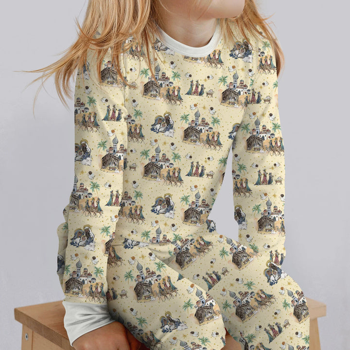 Nativity Christmas Family Matching Family Two Piece Long Sleeve Pajama Set