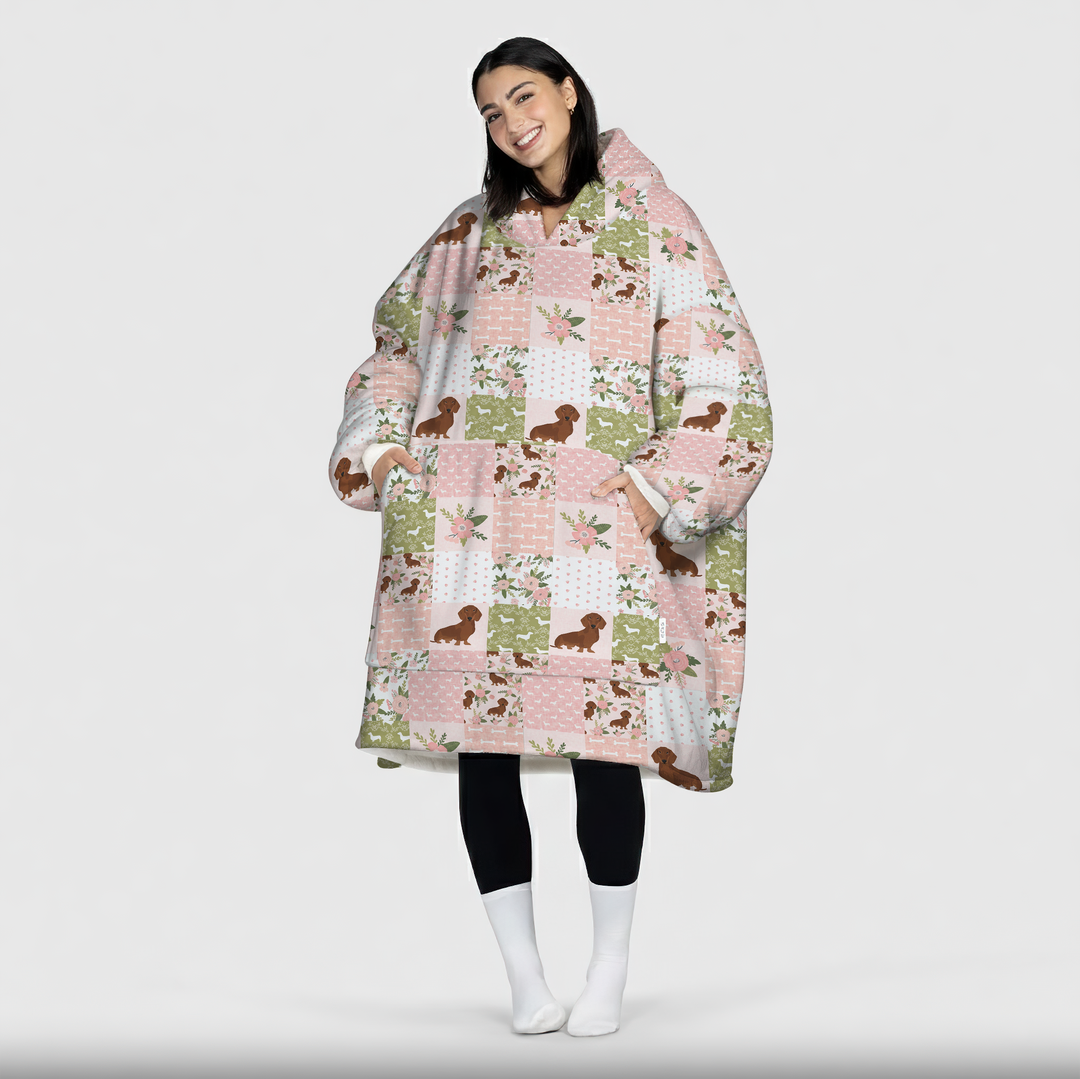 Floral Dachshund Grace Blanket Hoodie