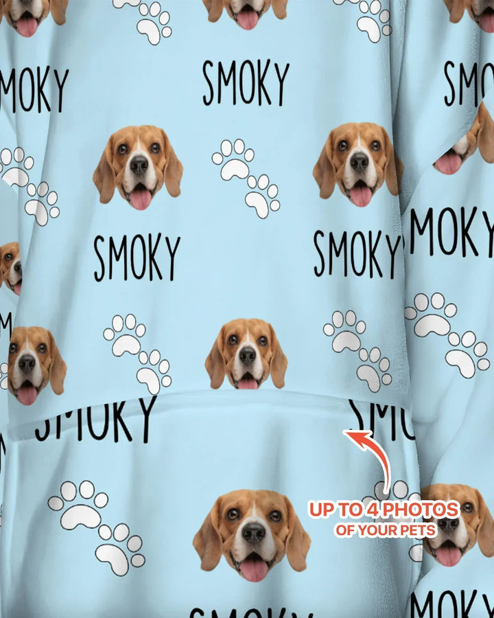 Custom Name and Pet Photos Blanket Hoodie