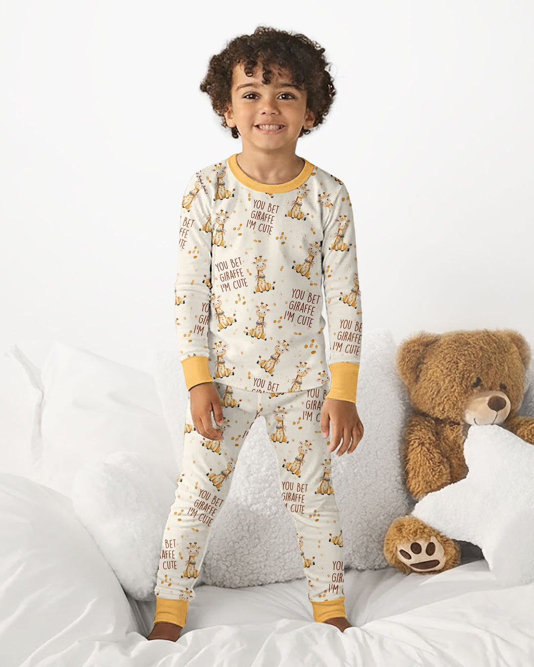 You Bet Giraffe I'm Cute Bamboo Two Piece Long Sleeve Pajama Set
