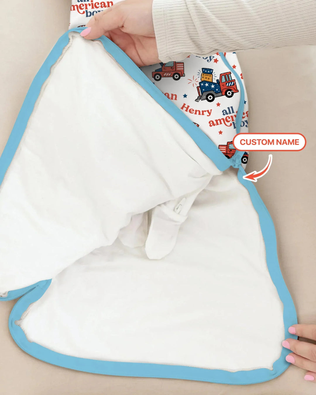 Custom Name All-American Boy Bamboo Sleep Bag