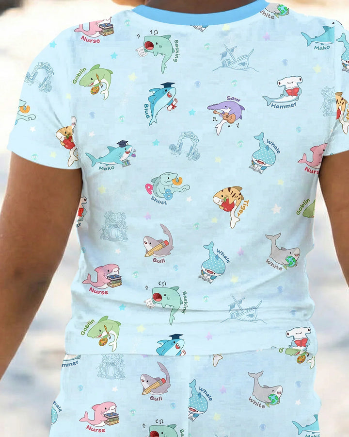 Shark School Bamboo Two Piece Short Sleeve Pajama Set