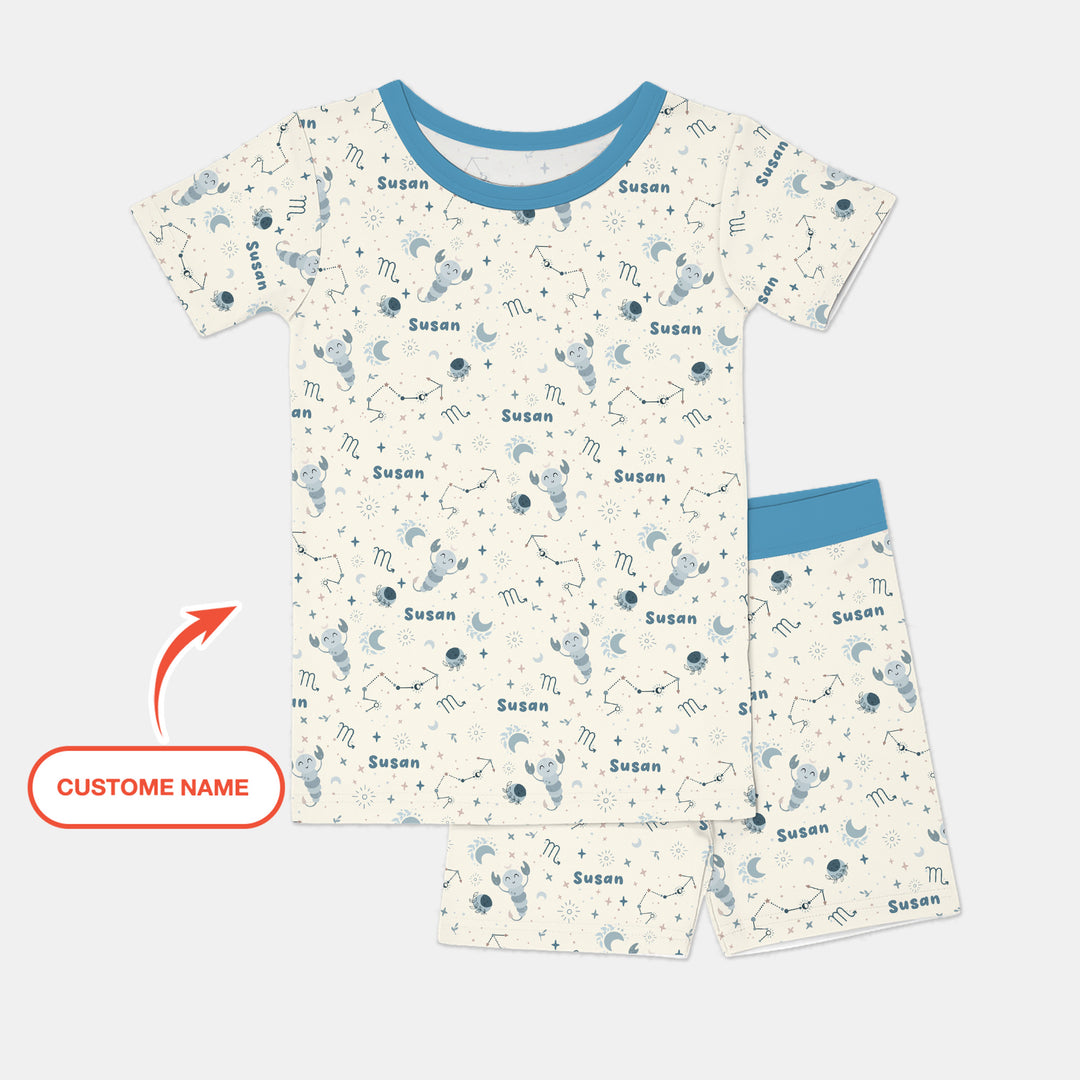 Zweiteiliges Pyjama-Set mit kurzen Ärmeln und Shorts im Sommer-Design