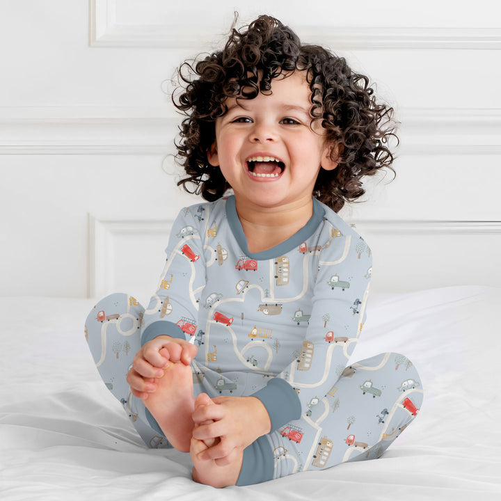 Car Route Map Two Piece Long Sleeve Pajama Set