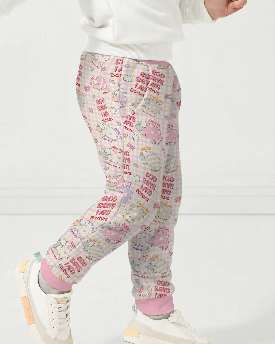Little Lamb God Says I Am Custom Name Jogger