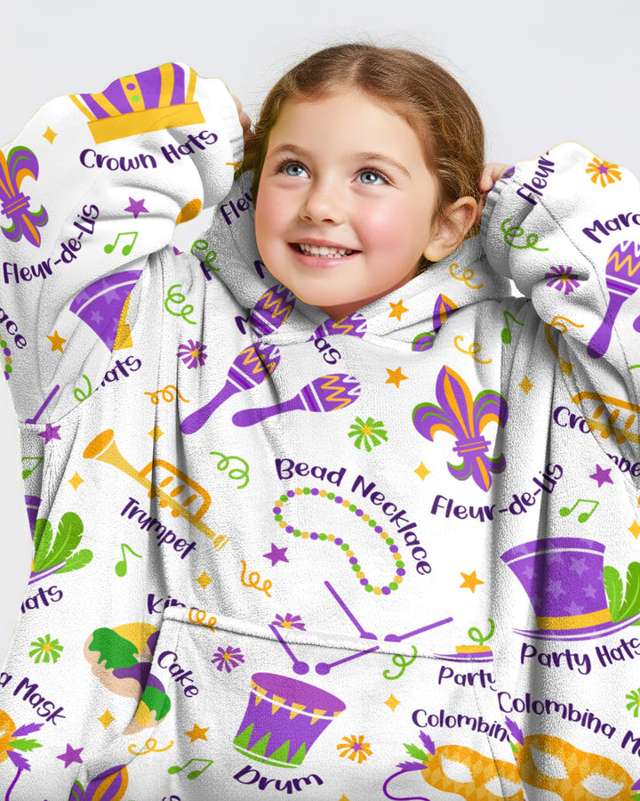 Mardi Gras Family Matching Blanket Hoodie