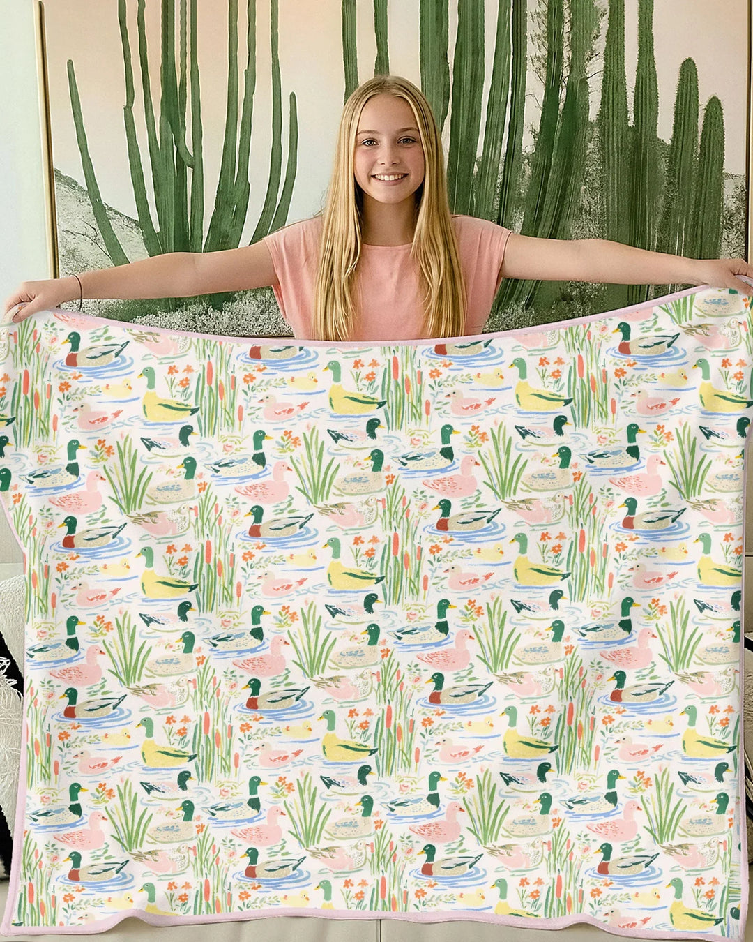 Whimsical Mallard Duck Bamboo Blanket