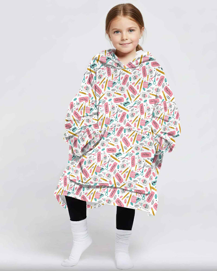 Pink Power School Supplies Bamboo Blanket Hoodie