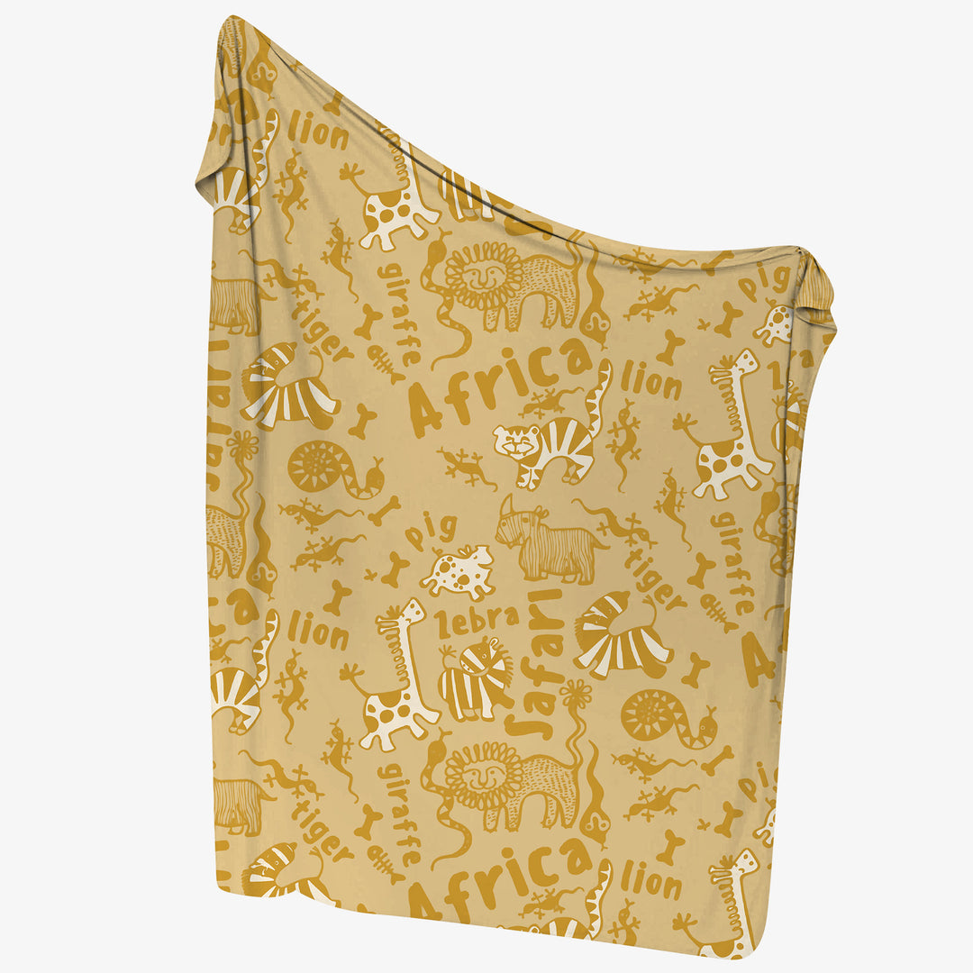 Handdrawn African Animals Swaddle Blanket