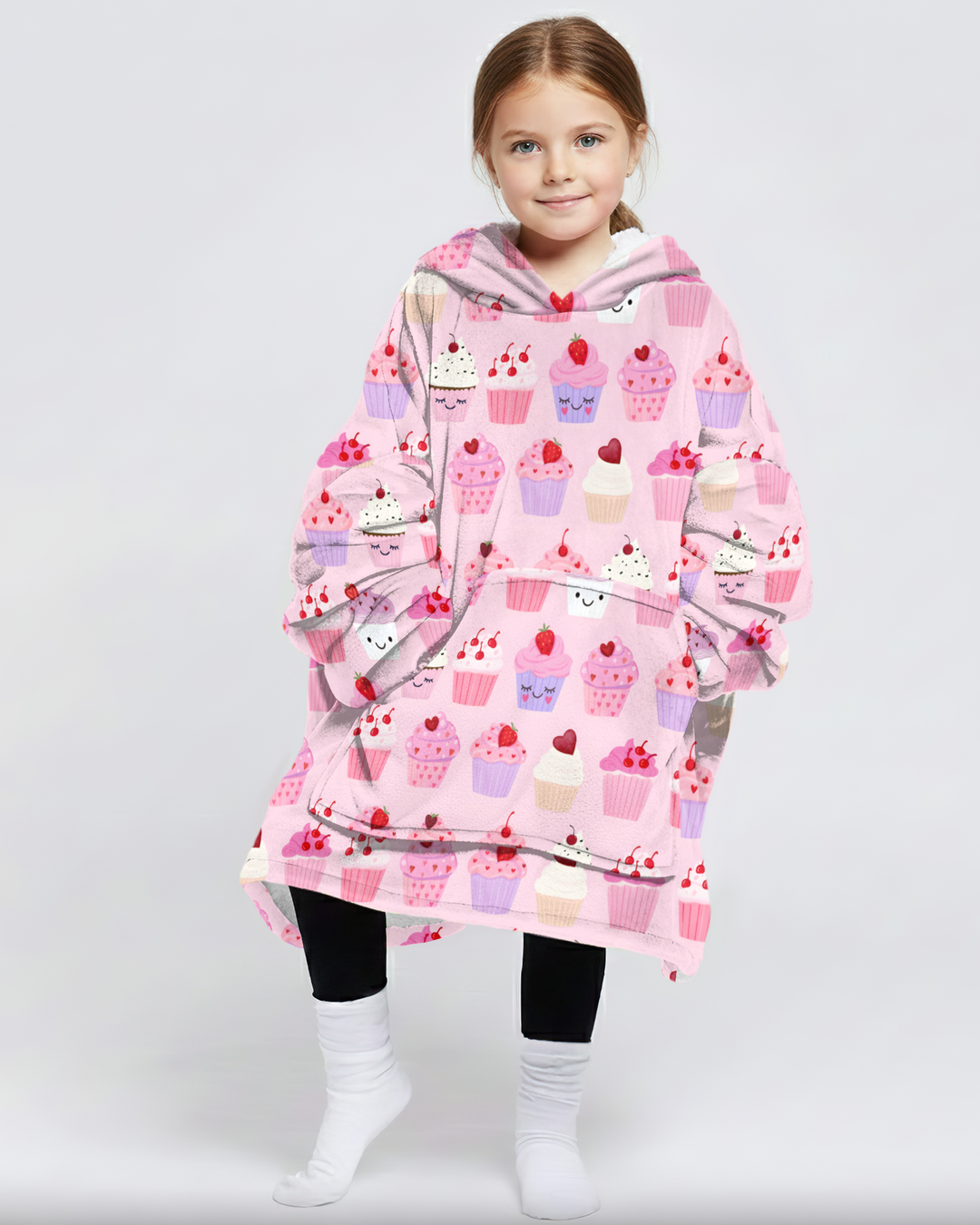 Valentine Emotional Cupcakes Wearable Blanket Hoodie