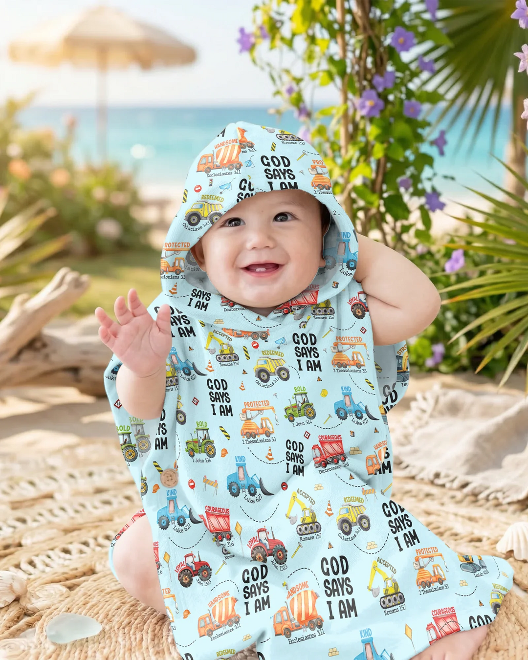 God Says I Am Boy Bamboo Swim Poncho