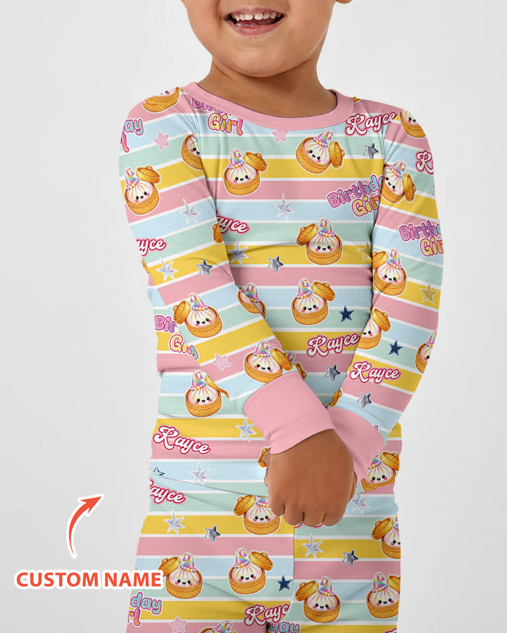 Zweiteiliges Langarm-Pyjama-Set mit Sommerfrüchten