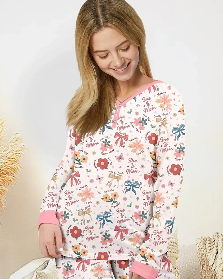 She Is Mom Conjunto de pijama de bambú para mujer
