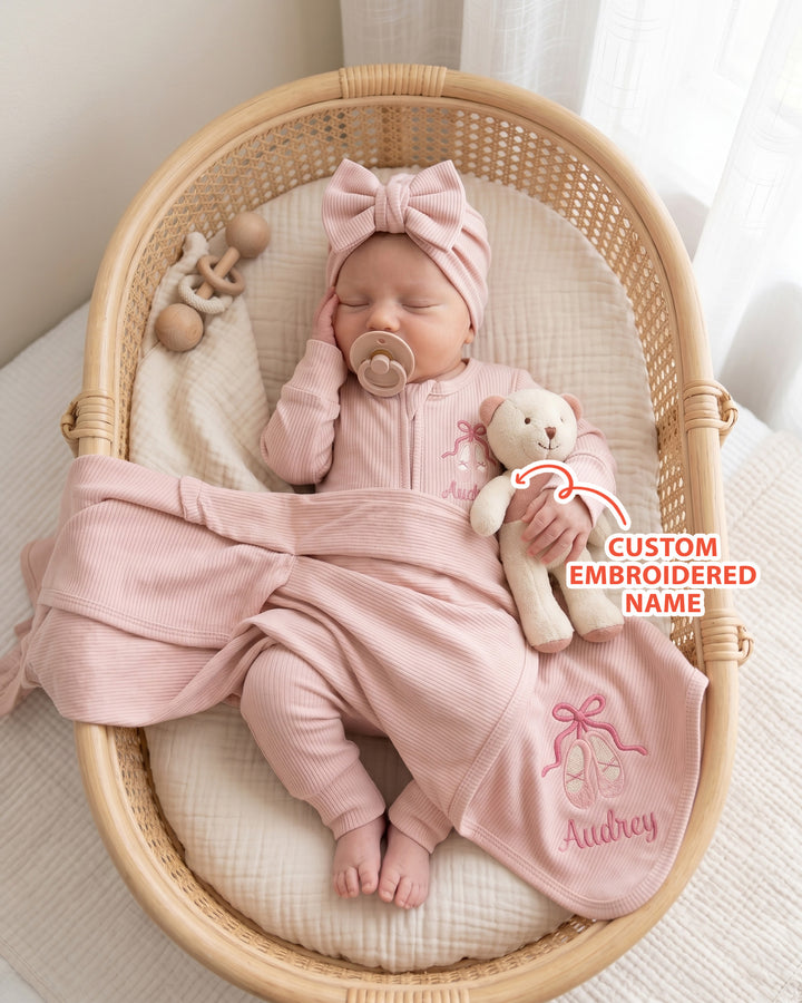 Personalized Sweet Ballet Babe Embroidered Ribbed Bamboo Bundle