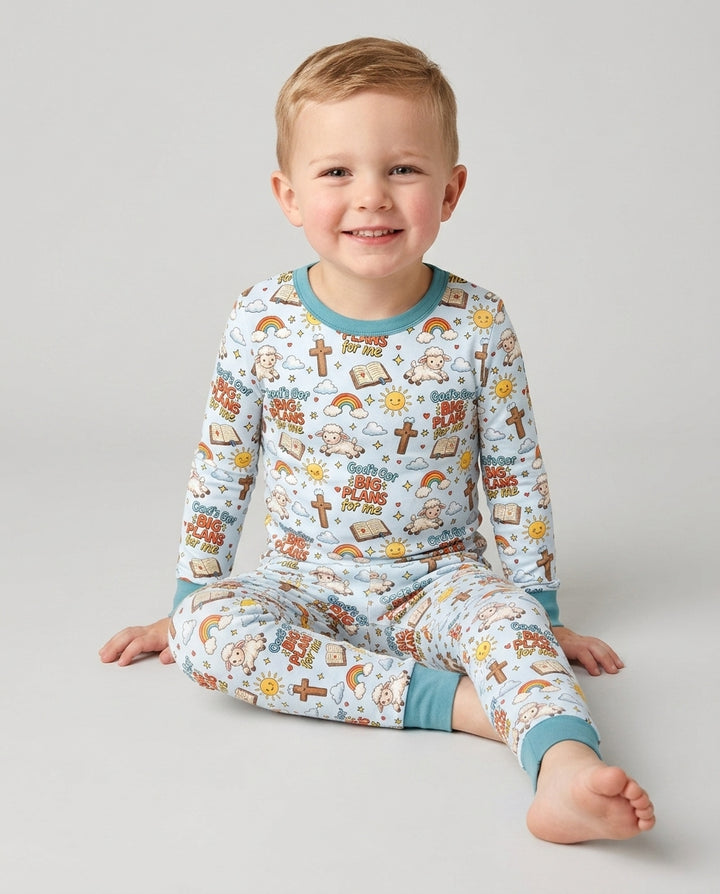 Zweiteiliges Langarm-Pyjama-Set mit Sommerfrüchten