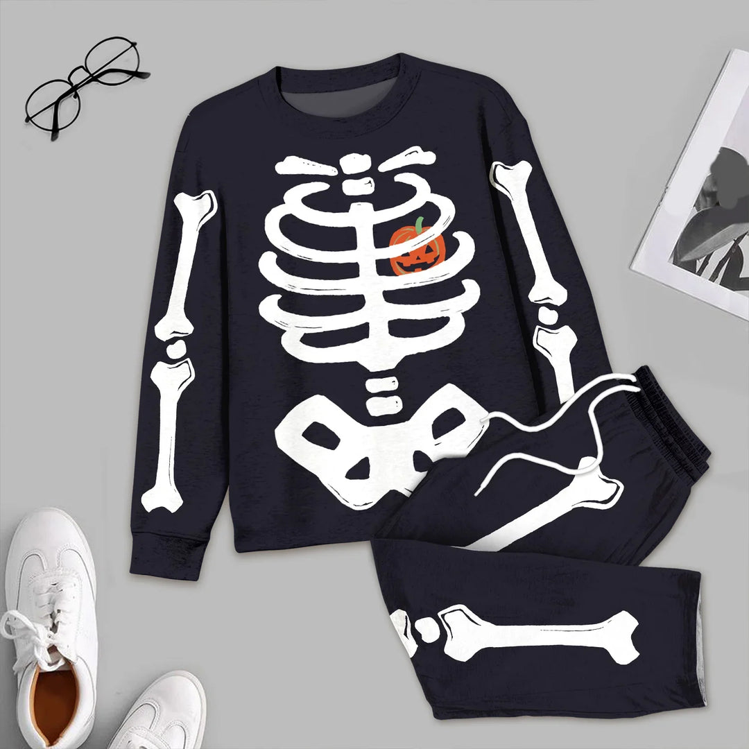 Halloween Glow In The Dark Skeleton Men's Pajama Set , Halloween Glow In The Dark Skeleton Men's Pajama Set - XS