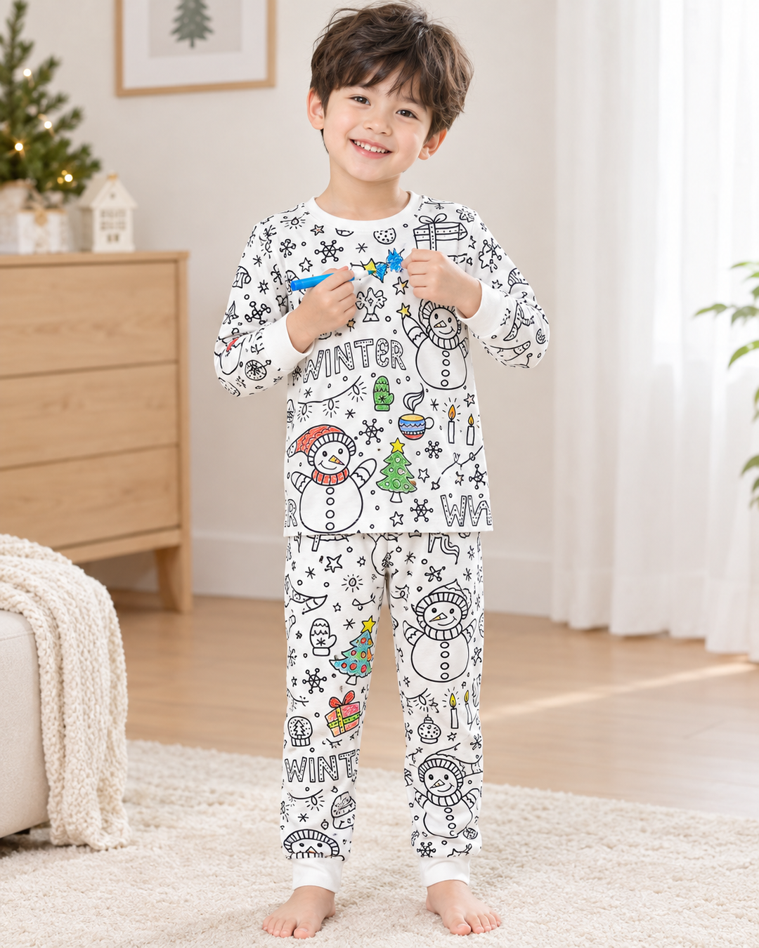 Christmas Colorable Bamboo Two Piece Pajama Set