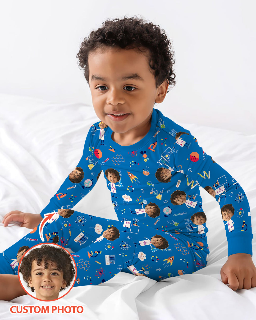 Custom Image Chemical Laboratory Bamboo Two Piece Long Sleeve Pajama Set