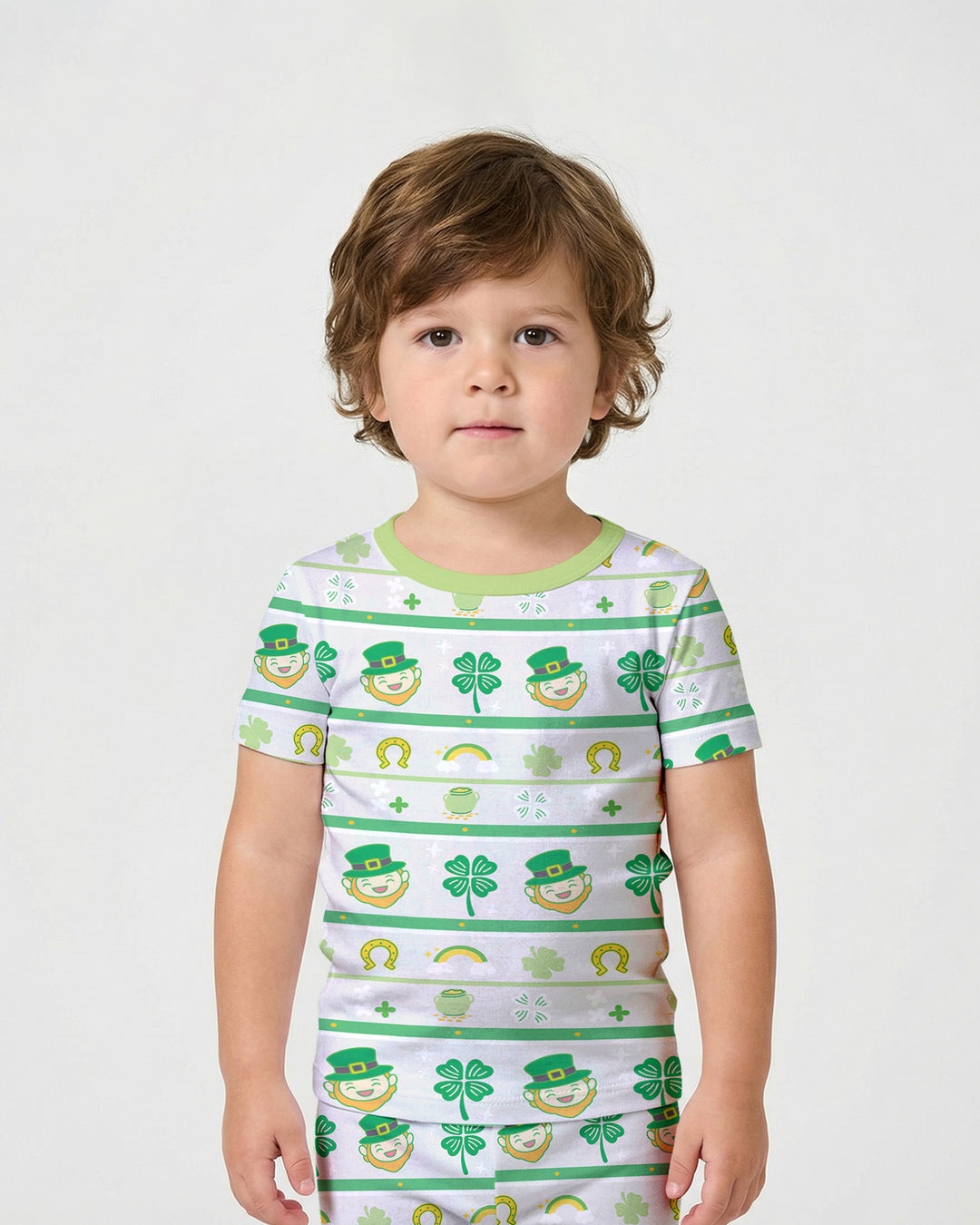 Happy Saint Patrick's Day Two Piece Short Sleeve Shorts Pajama Set