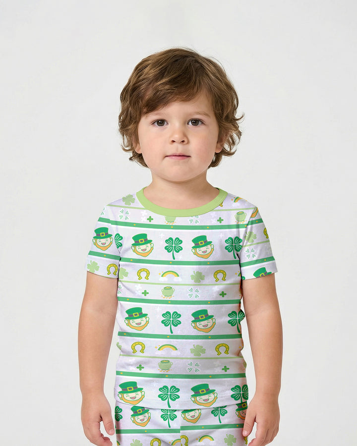Happy Saint Patrick's Day Two Piece Short Sleeve Shorts Pajama Set