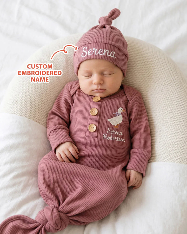 Personalized Cute Duck Embroidered Waffle Bamboo Hat