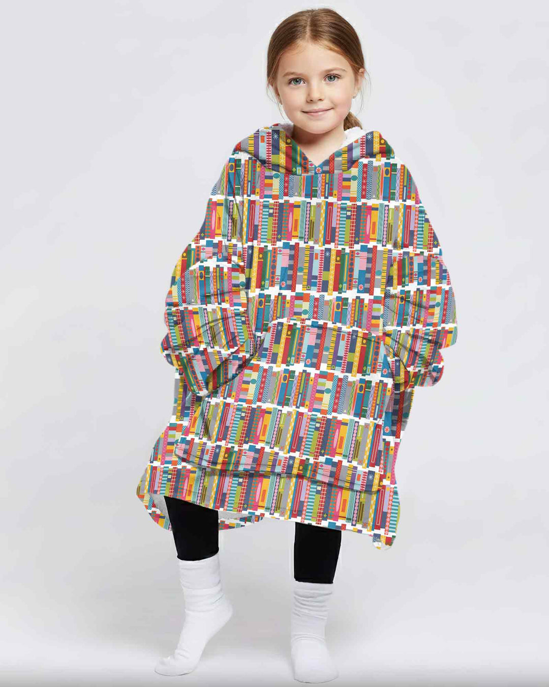 Rainbow Bookshelf Bamboo Blanket Hoodie